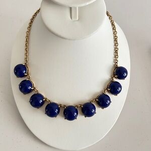 Designer J. Crew Gold-Tone Jumbo Orb Blue Bubble Stone Statement Necklace